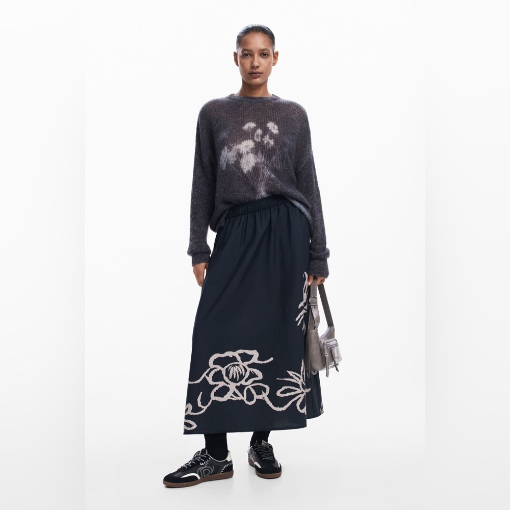 Desigual Black and White Maxi Skirt Casual